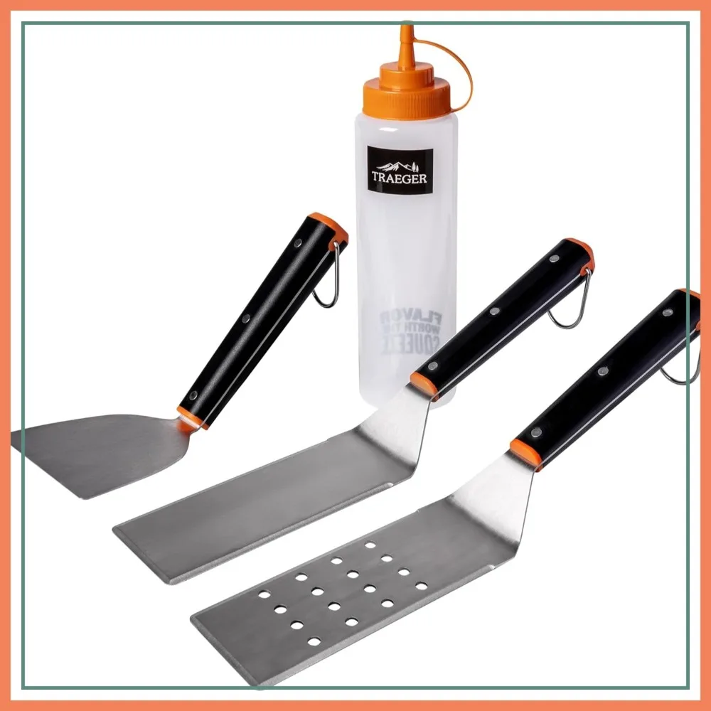 Complete Griddle Tool Set – 2 Spatulas, Scraper & Squeeze Bottle for Smash Burgers, Frying & More
Complete Griddle Tool Set – 2 Spatulas, Scraper & Squeeze Bottle for Smash Burgers, Frying & More