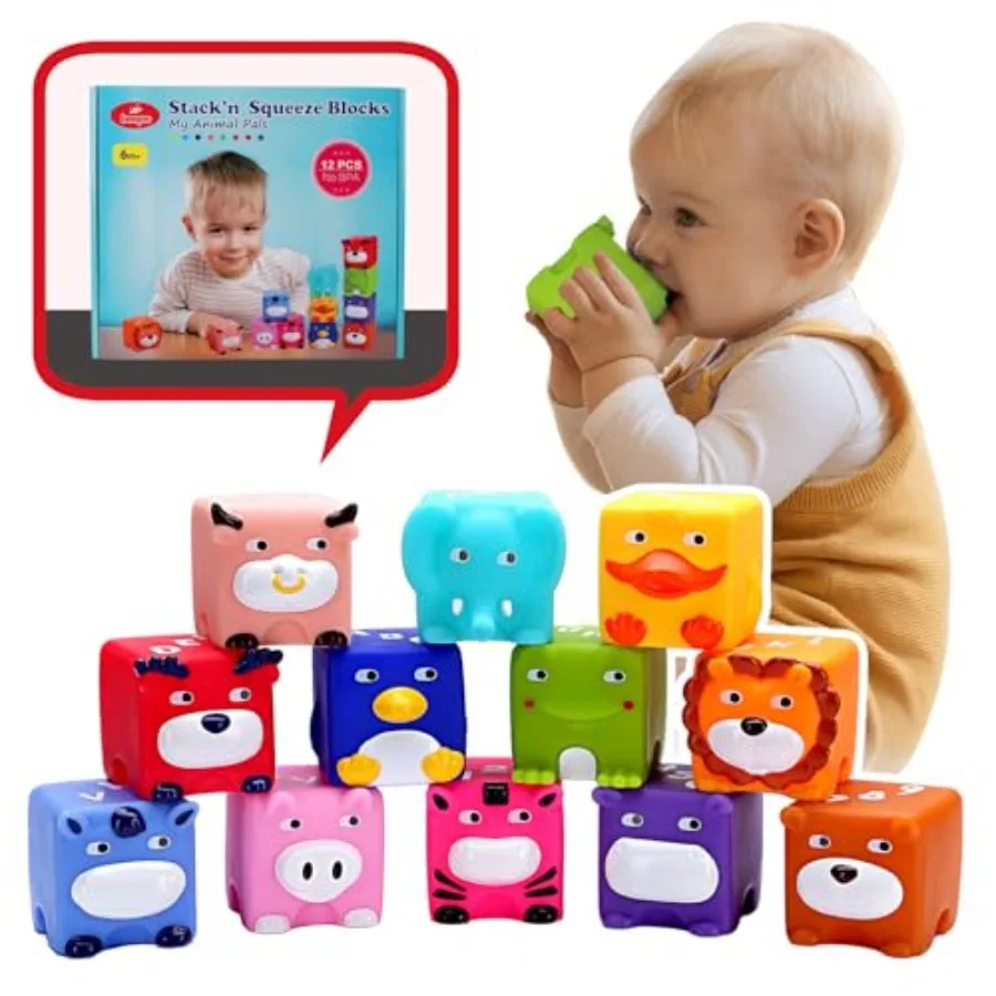 Soft Baby Blocks Stacking and Building Toys for Babies and Toddlers 12 Pcs No Hole Squeeze Animal Blocks Sensory Teething Toys
Soft Baby Blocks Stacking and Building Toys for Babies and Toddlers 12 Pcs No Hole Squeeze Animal Blocks Sensory Teething Toys