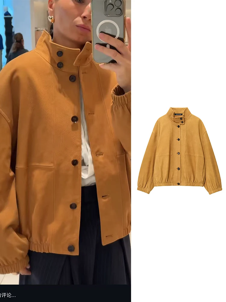 Autumn Oversized Soft Faux Leather Jacket Coat For Women Stand Collar Loose Casual Single Breasted Fashion 2025 New Outwear
Autumn Oversized Soft Faux Leather Jacket Coat For Women Stand Collar Loose Casual Single Breasted Fashion 2025 New Outwear