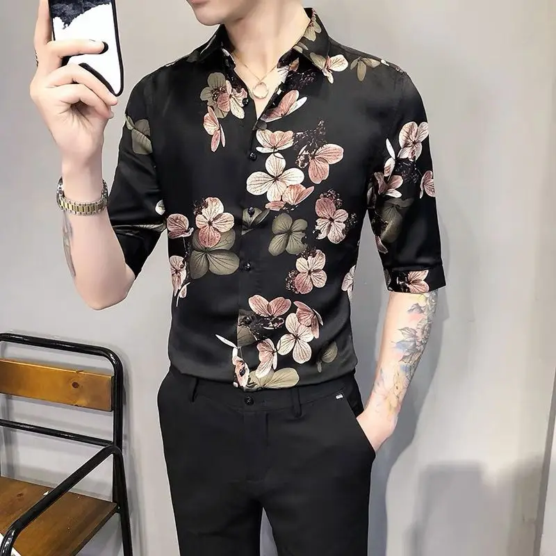 New Summer Fashion Men's Short Sleeve Shirt Korean Style Hairdresser Print Trendy Loose Casual Top
New Summer Fashion Men's Short Sleeve Shirt Korean Style Hairdresser Print Trendy Loose Casual Top