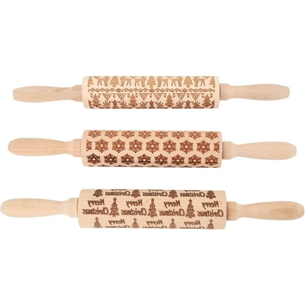 Набор из 3-х деревянных скалок с гравировкой и рождественскими узорами для выпечки
Набор из 3-х деревянных скалок с гравировкой и рождественскими узорами для выпечки
