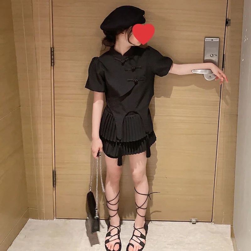 Girls Suits Summer Fashion Retro Style Suit Korean Version New Irregular Top Fashion Cake Skirt Korean Simple Style Clothes
Girls Suits Summer Fashion Retro Style Suit Korean Version New Irregular Top Fashion Cake Skirt Korean Simple Style Clothes