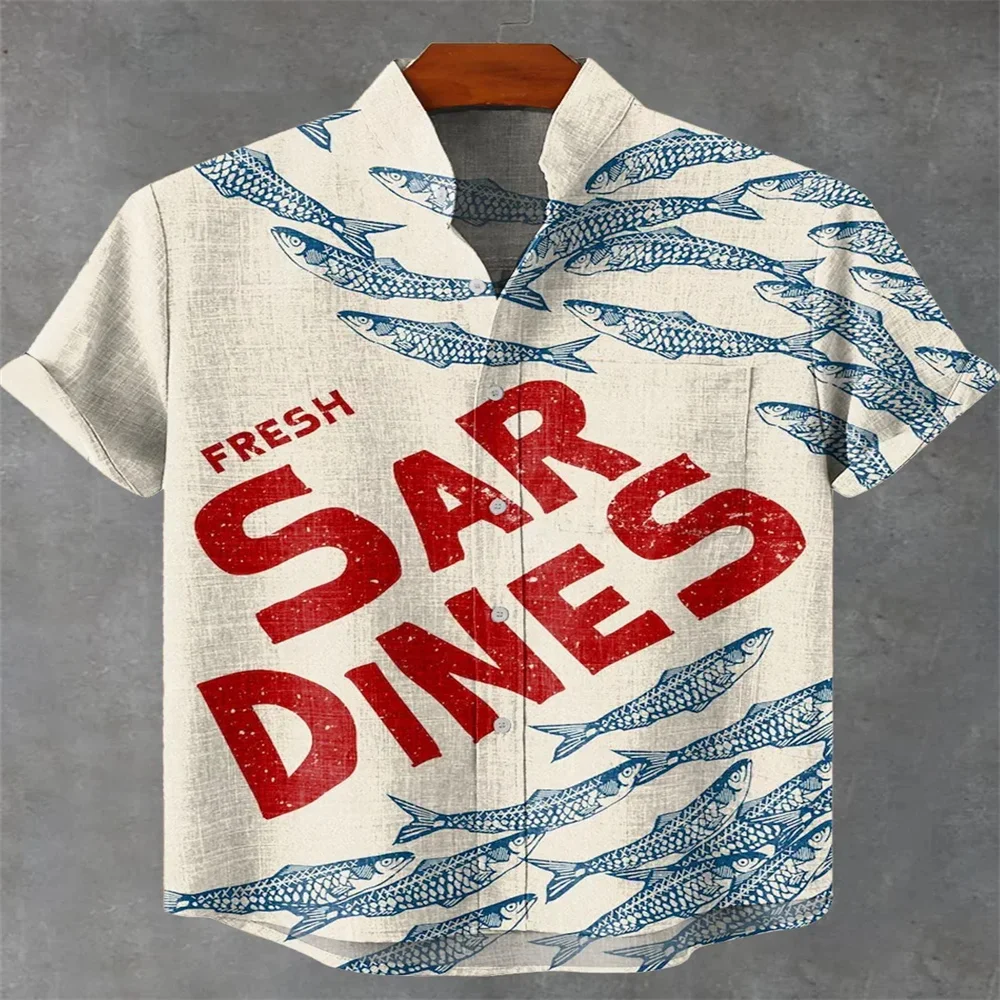 Hot Men's Linen Stand Collar Short Sleeve Shirt Retro Fish Sardines Art 3D Digital Printing Casual Fashion Shirt Stand Collar Me
Hot Men's Linen Stand Collar Short Sleeve Shirt Retro Fish Sardines Art 3D Digital Printing Casual Fashion Shirt Stand Collar Me