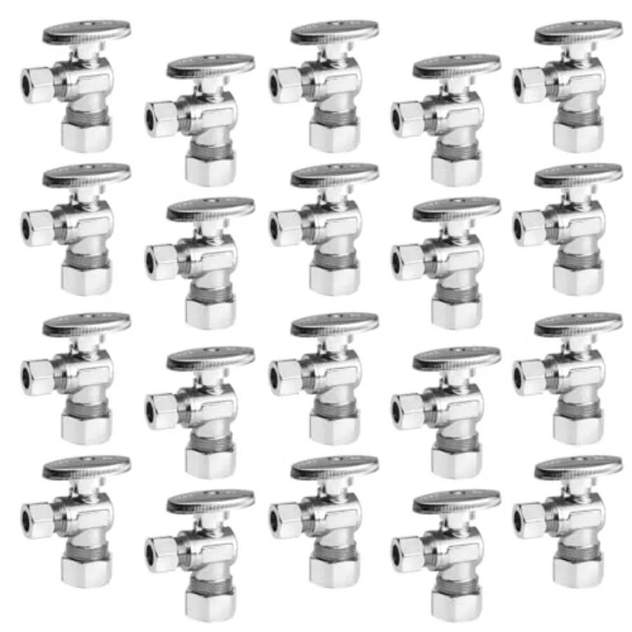 20 Pack, 1/4 Turn Water Shut Off Valves, 1/2" Nominal 5/8" OD Compression Inlet x 3/8" OD Compression Outlet Shut-off Valve Plu
20 Pack, 1/4 Turn Water Shut Off Valves, 1/2" Nominal 5/8" OD Compression Inlet x 3/8" OD Compression Outlet Shut-off Valve Plu