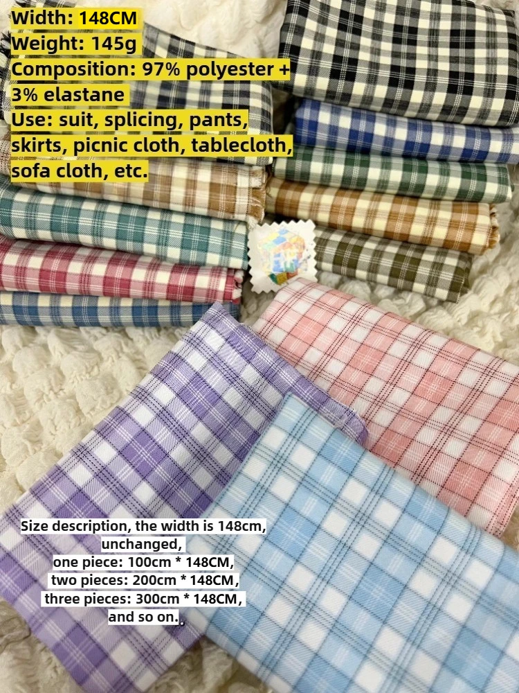 Окрашенная в пряжу клетчатая ткань, мягкая тонкая на метр для брюк, юбок, шапок, сумок, скатерти «сделай сам», швейная ткань, дышащая, черная, зеленая