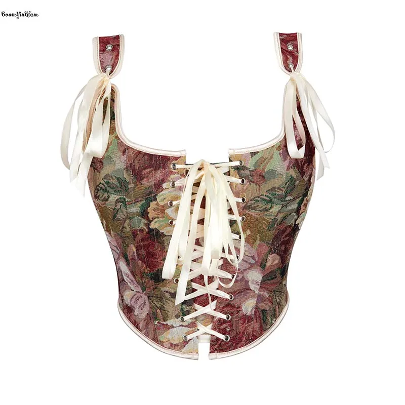 Bowknot Tie Strap Sleeveless Vest Floral Print Cropped Top Retro Corset Bustier Plus Size S -xxl Underwear Corselet
Bowknot Tie Strap Sleeveless Vest Floral Print Cropped Top Retro Corset Bustier Plus Size S -xxl Underwear Corselet