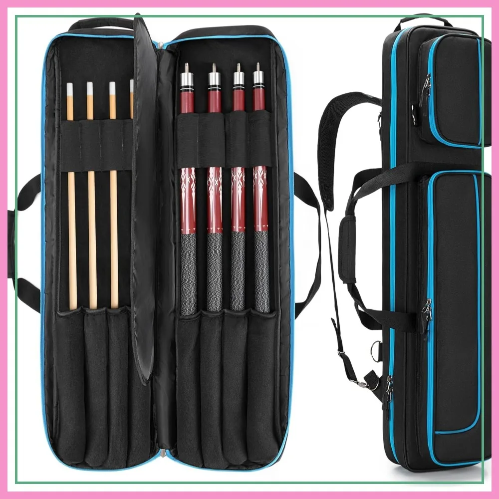 4x4 Pool Cue Case for 4 Butts & 4 Shafts, Billiard Stick Carrying Case with Front Pockets, Shoulder Straps Included
4x4 Pool Cue Case for 4 Butts & 4 Shafts, Billiard Stick Carrying Case with Front Pockets, Shoulder Straps Included