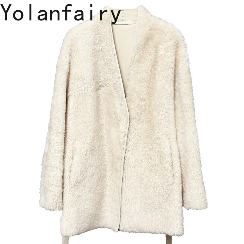 YOLANFAIRY Элитные женские куртки из натурального овечьего меха, зимние модные шубы с V-образным вырезом, роскошные теплые кожаные куртки для женщин
YOLANFAIRY Элитные женские куртки из натурального овечьего меха, зимние модные шубы с V-образным вырезом, роскошные теплые кожаные куртки для женщин