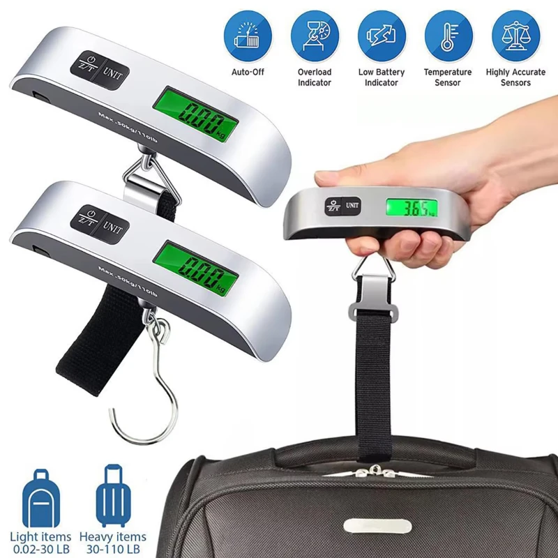 Digital LCD Display 110lb/50kg Electronic Luggage Hanging Suitcase Travel Weighs Baggage Bag Weight Balance Portable Scale Tool
Digital LCD Display 110lb/50kg Electronic Luggage Hanging Suitcase Travel Weighs Baggage Bag Weight Balance Portable Scale Tool