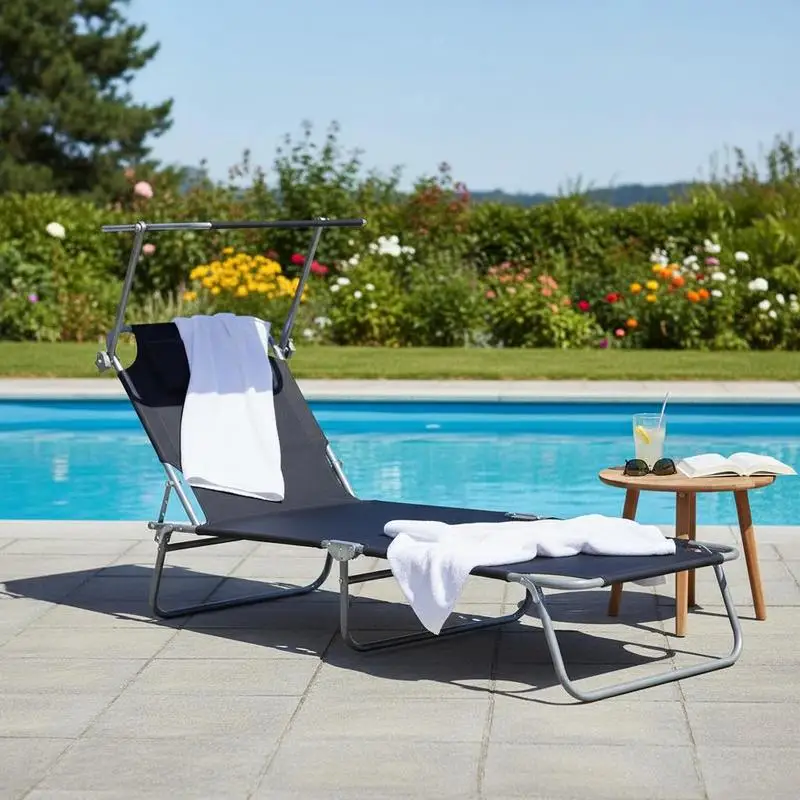 Outdoor Foldable Sun Lounger, 4 Level Adjustable Backrest Reclining Sun Lounger Chair with Angle Adjust Sun Shade Awning for Beach, Garden, Patio, Black
Outdoor Foldable Sun Lounger, 4 Level Adjustable Backrest Reclining Sun Lounger Chair with Angle Adjust Sun Shade Awning for Beach, Garden, Patio, Black