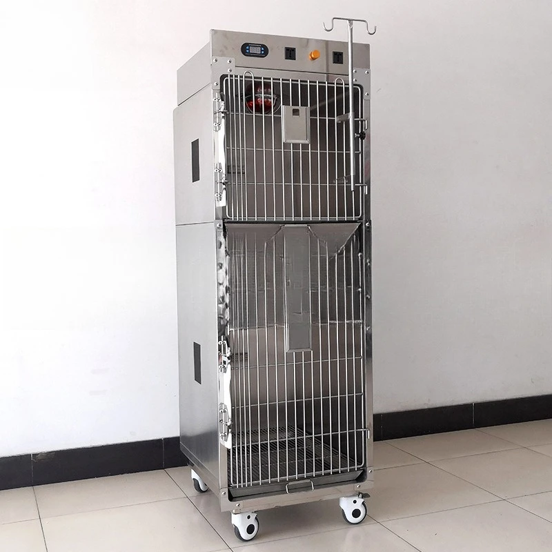 Pet intensive care cage 304 stainless steel 2-layer 2-door with wheel red warm light variable temperature monitoring
Pet intensive care cage 304 stainless steel 2-layer 2-door with wheel red warm light variable temperature monitoring