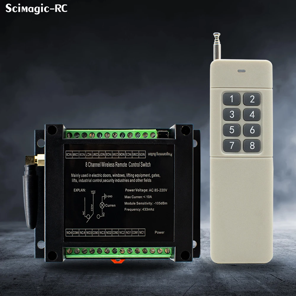 For Industrial Control 8 Channels AC 220V 100V-265V Wireless Remote Control Switch Receiver 8CH 433MHz Transmitter
For Industrial Control 8 Channels AC 220V 100V-265V Wireless Remote Control Switch Receiver 8CH 433MHz Transmitter