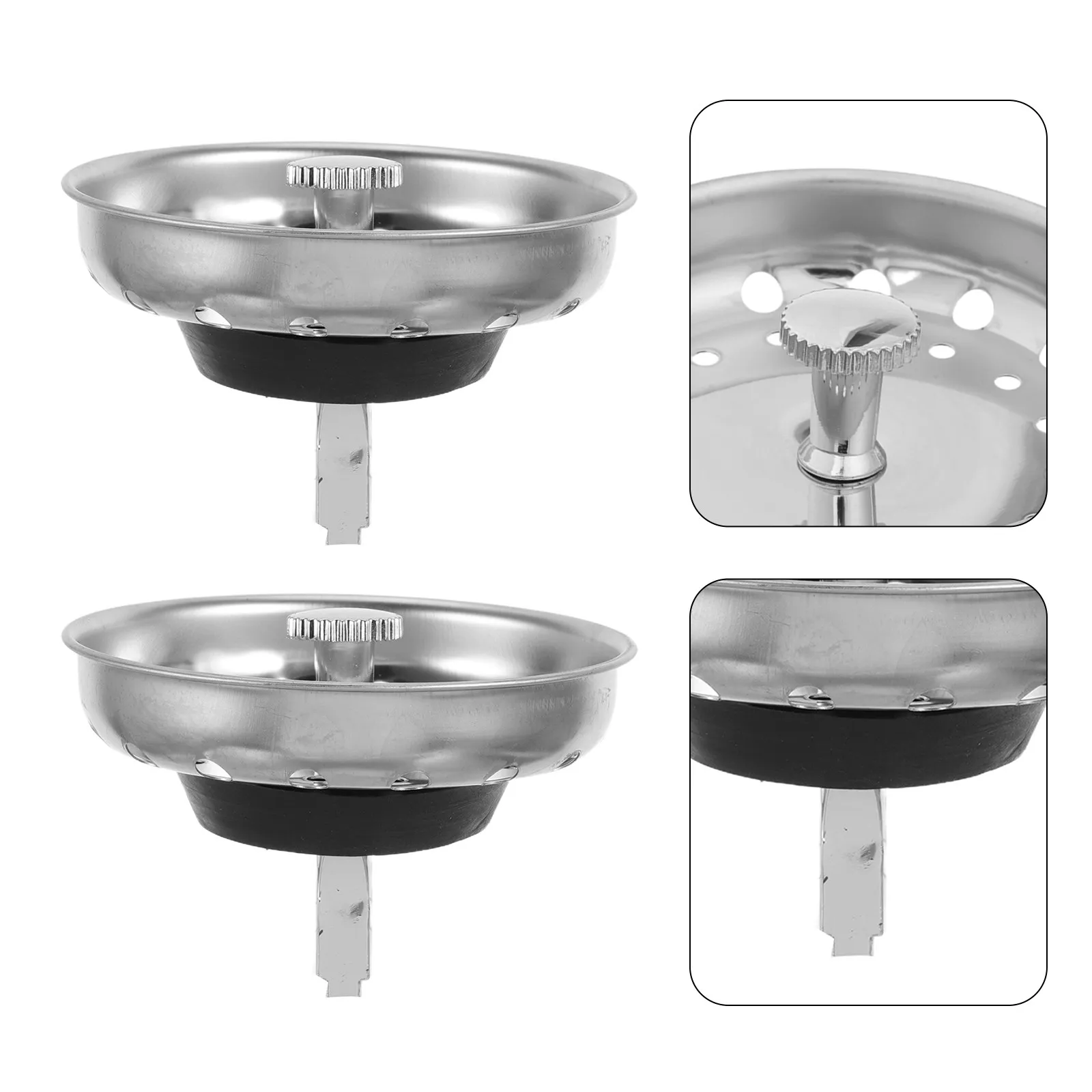2Pcs Stainless Steel Kitchen Sink Basket Strainer Rubber Stopper Spring Clip Drain Basket Replacement Kitchen Sink Drain
2Pcs Stainless Steel Kitchen Sink Basket Strainer Rubber Stopper Spring Clip Drain Basket Replacement Kitchen Sink Drain