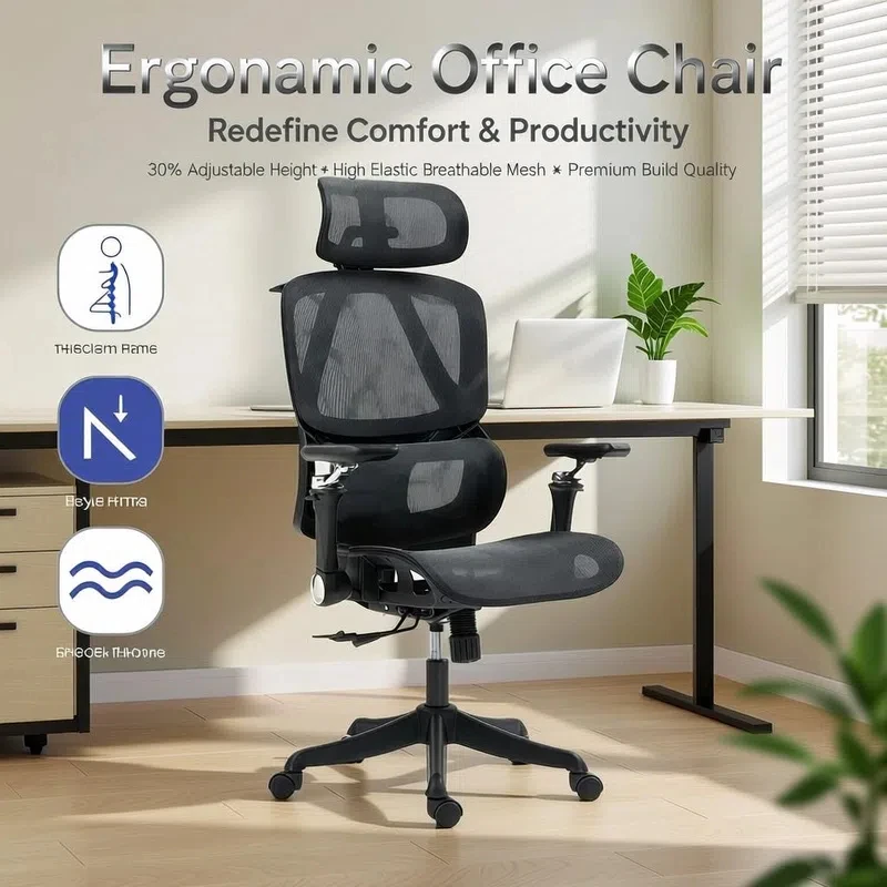 High Back Mesh Lumbar Ergonomic Office Chair Support Adjustable Headrest Armrests Reclining Swivel Home Office Furgle Furniture
High Back Mesh Lumbar Ergonomic Office Chair Support Adjustable Headrest Armrests Reclining Swivel Home Office Furgle Furniture