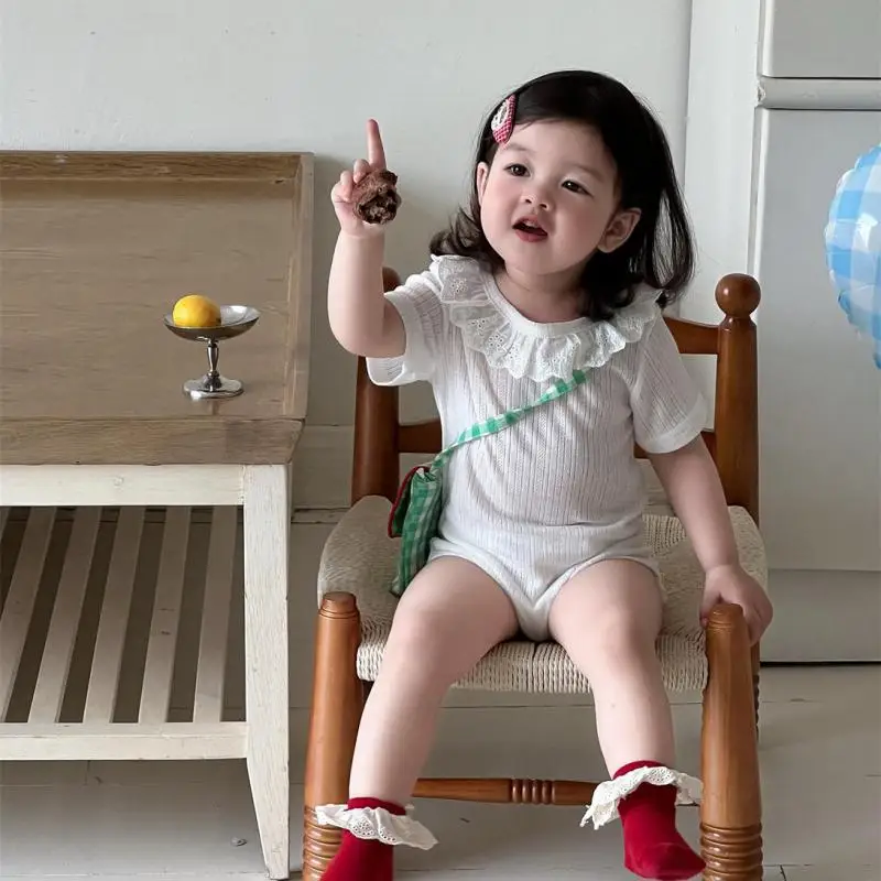 2025 Summer New Baby Girl Cute Lace Collar Bodysuit Cotton Infant Toddler Thin Breathable Jumpsuit Solid Newborn Clothes 0-24M
2025 Summer New Baby Girl Cute Lace Collar Bodysuit Cotton Infant Toddler Thin Breathable Jumpsuit Solid Newborn Clothes 0-24M
