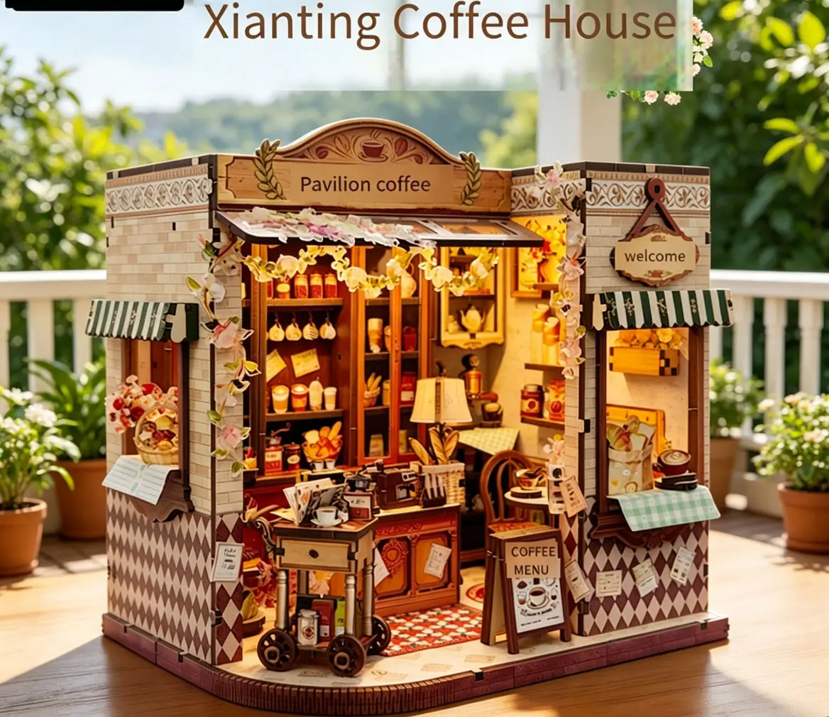 Mini Pavilion Coffee Shop DIY Dollhouse, 3D Wooden Puzzle Bookend, Adult Teens Stress Relief Handcraft Ornament Festival Gift
Mini Pavilion Coffee Shop DIY Dollhouse, 3D Wooden Puzzle Bookend, Adult Teens Stress Relief Handcraft Ornament Festival Gift