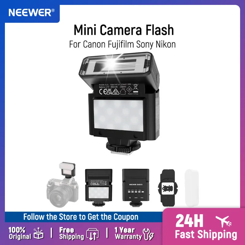 NEEWER BASICS Mini Camera Flash with 2W LED Video Light for Canon Fujifilm Sony Nikon Ricoh DSLR Standard Hot Shoe Camera 
NEEWER BASICS Mini Camera Flash with 2W LED Video Light for Canon Fujifilm Sony Nikon Ricoh DSLR Standard Hot Shoe Camera