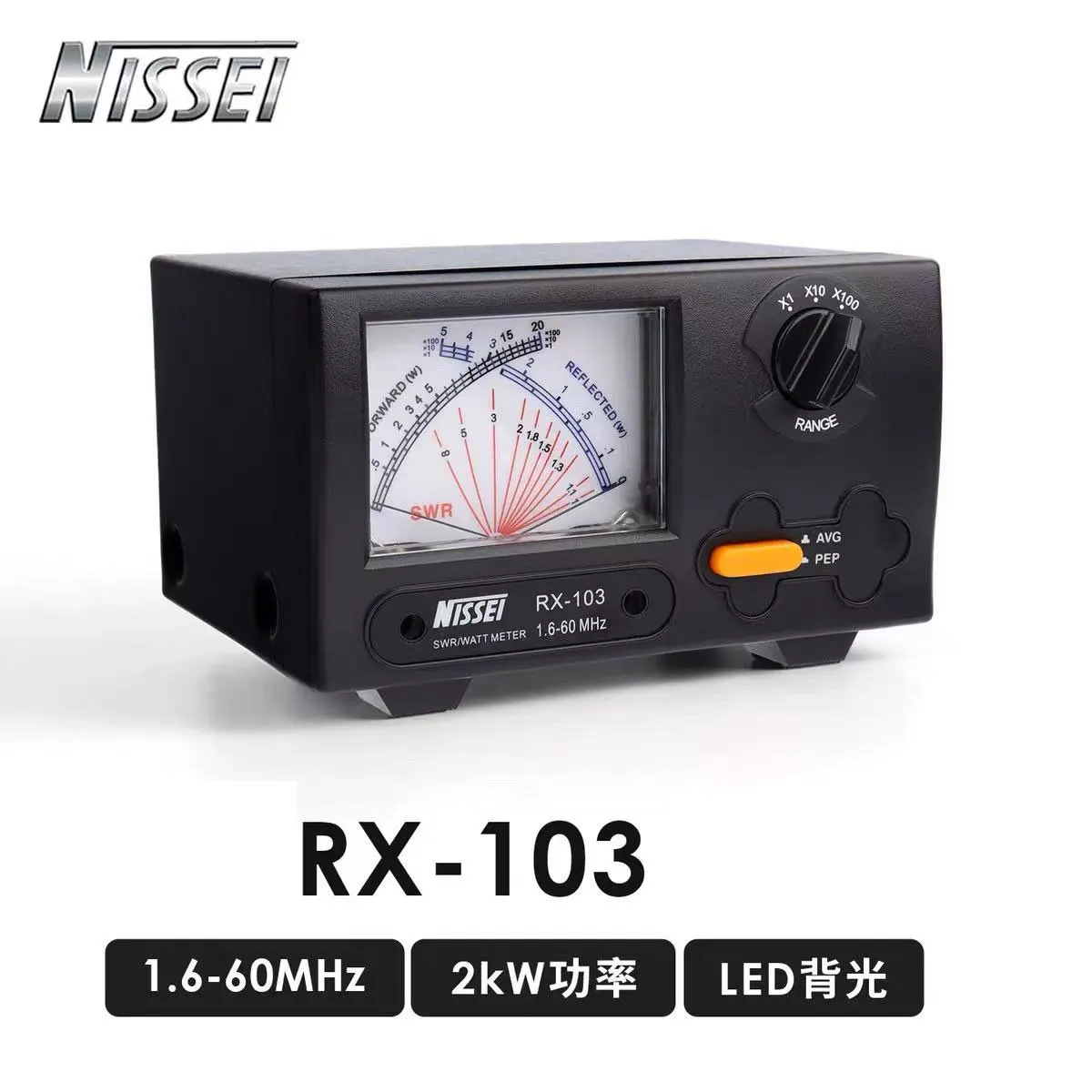 NISSEI RX-103 VSWR Power Meter 1.6-60MHz 2kW Cross-type Pointer Instrument
NISSEI RX-103 VSWR Power Meter 1.6-60MHz 2kW Cross-type Pointer Instrument