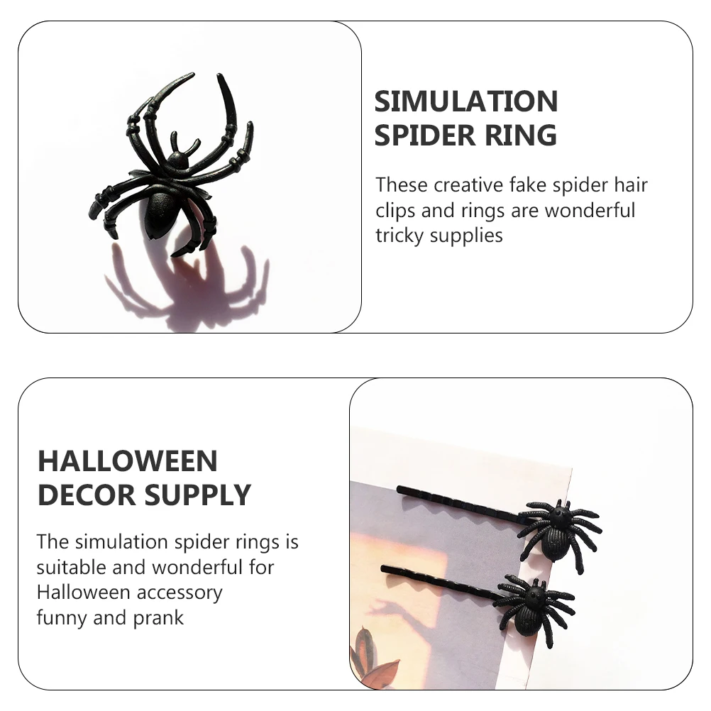 Fake Spider Hairpin Rings Artificial Plastic Prank Decor Halloween Supply Simulation Spider Clips For Party Trick Accessories
Fake Spider Hairpin Rings Artificial Plastic Prank Decor Halloween Supply Simulation Spider Clips For Party Trick Accessories