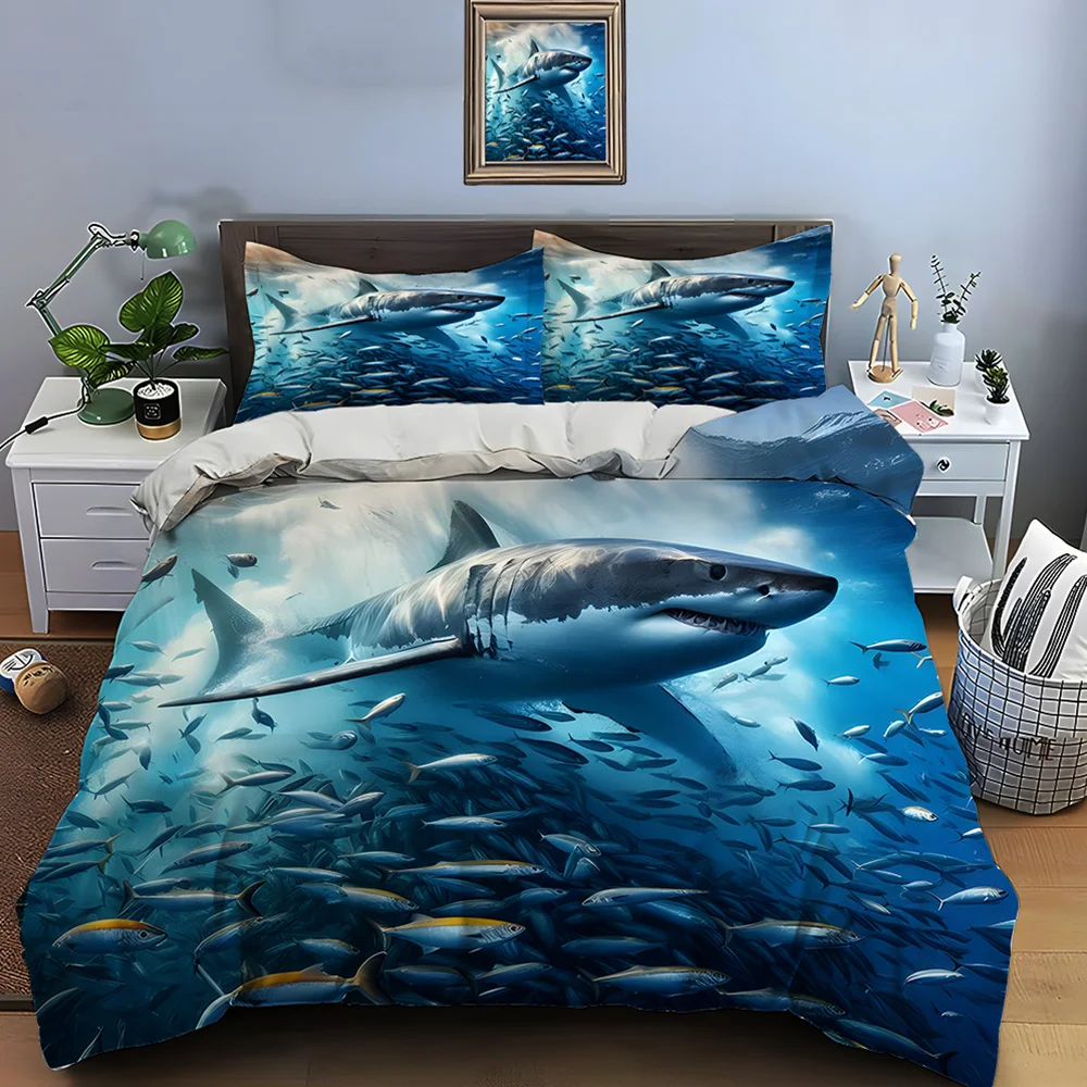 Shark swimming through fish swarm Print Soft Comfortable Duvet Cover Bedding Set Included 1*Duvet Cover 2*Pillowcases
Shark swimming through fish swarm Print Soft Comfortable Duvet Cover Bedding Set Included 1*Duvet Cover 2*Pillowcases