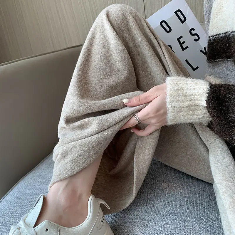 Knitted Wide Leg Pants Womens Korean Solid High Waist Drawstring Straight Elegant All-match Long Streetwear Z93
Knitted Wide Leg Pants Womens Korean Solid High Waist Drawstring Straight Elegant All-match Long Streetwear Z93