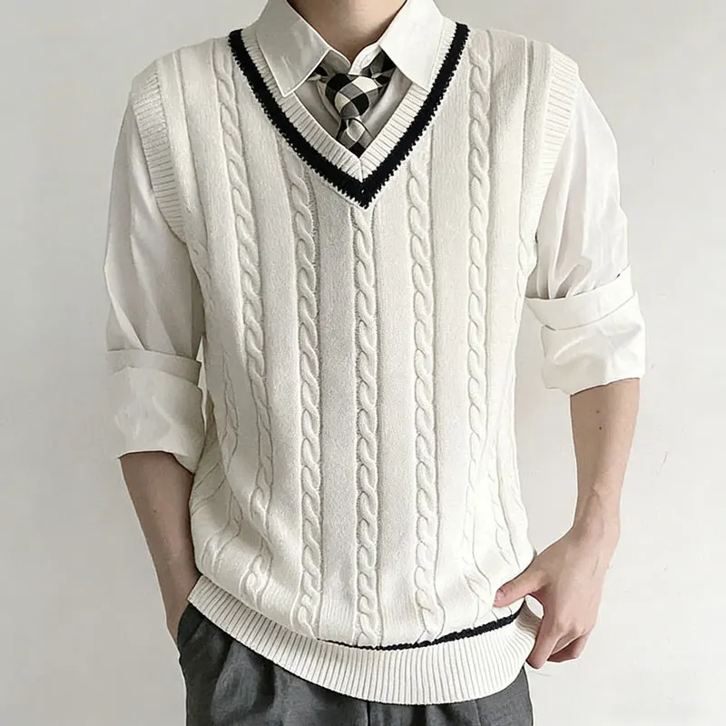 Student White Clothes Unisex Sleeveless Sweater South Korea Men's DK JK Uniform Japan Korean Knit Vest Pullover School Seifuku
Student White Clothes Unisex Sleeveless Sweater South Korea Men's DK JK Uniform Japan Korean Knit Vest Pullover School Seifuku