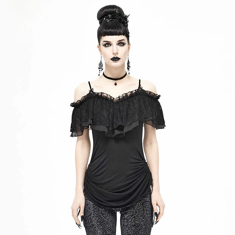 Gothic Style Drawstring Strapless T-Shirt Dress Devil Fashion Slimming Shoulder Exposure Cotton Blend Elastic Fiber
Gothic Style Drawstring Strapless T-Shirt Dress Devil Fashion Slimming Shoulder Exposure Cotton Blend Elastic Fiber