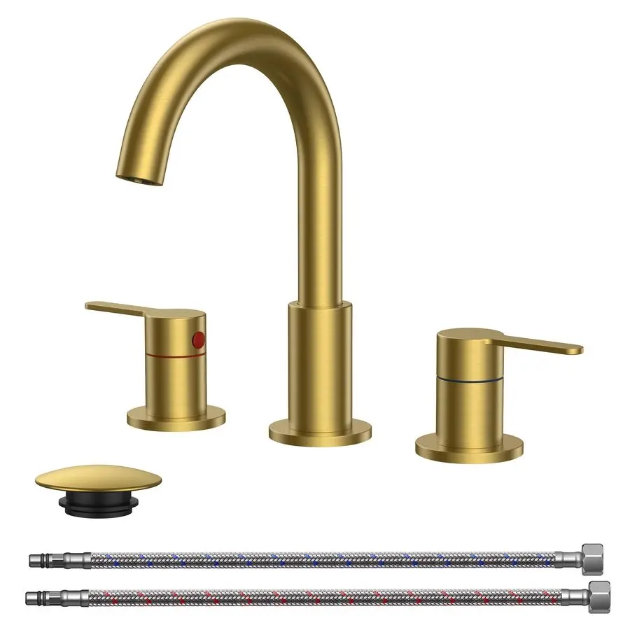 Смесители для ванной комнаты, 3 отверстия, матовое золото, 8-дюймовый широко распространенный смеситель для раковины с аэратором, 2 ручки, поворотный на 360 градусов излив с высокой дугой, Spo
Смесители для ванной комнаты, 3 отверстия, матовое золото, 8-дюймовый широко распространенный смеситель для раковины с аэратором, 2 ручки, поворотный на 360 градусов излив с высокой дугой, Spo