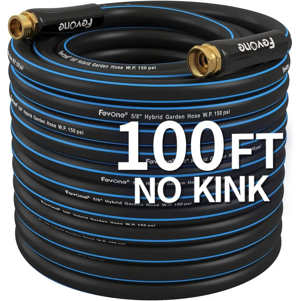 Heavy-Duty 100ft Flexible Garden Hose with 5/8 Diameter and 3/4 Brass Fittings
Heavy-Duty 100ft Flexible Garden Hose with 5/8 Diameter and 3/4 Brass Fittings