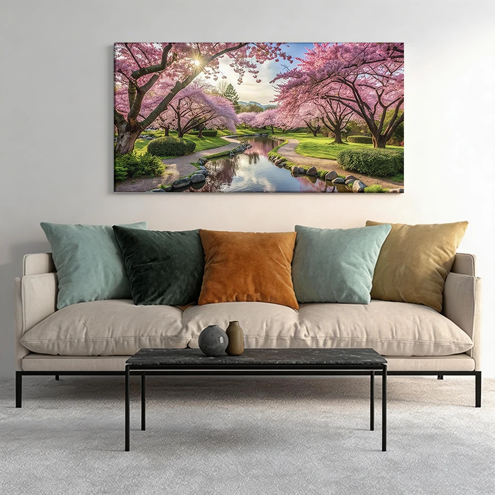 1pcwooden frame canvas decorative painting Cherry trees, serene waterway, garden.Corridor decoration
1pcwooden frame canvas decorative painting Cherry trees, serene waterway, garden.Corridor decoration