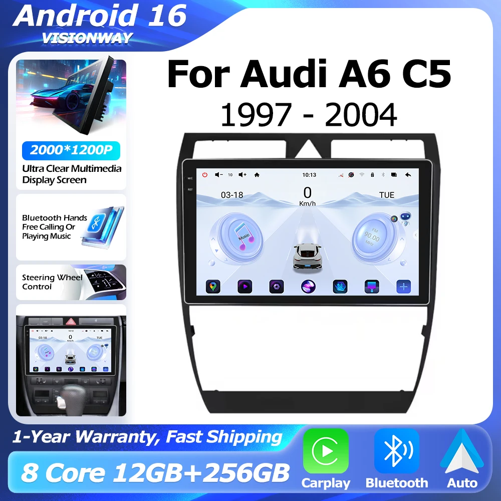 Android 16 QLED 2000*1200P For Audi A6 C5 1997-2004 GPS Navigation Multimedia Player Bluetooth Wireless CarPlay Auto 4G WIFI DSP
Android 16 QLED 2000*1200P For Audi A6 C5 1997-2004 GPS Navigation Multimedia Player Bluetooth Wireless CarPlay Auto 4G WIFI DSP