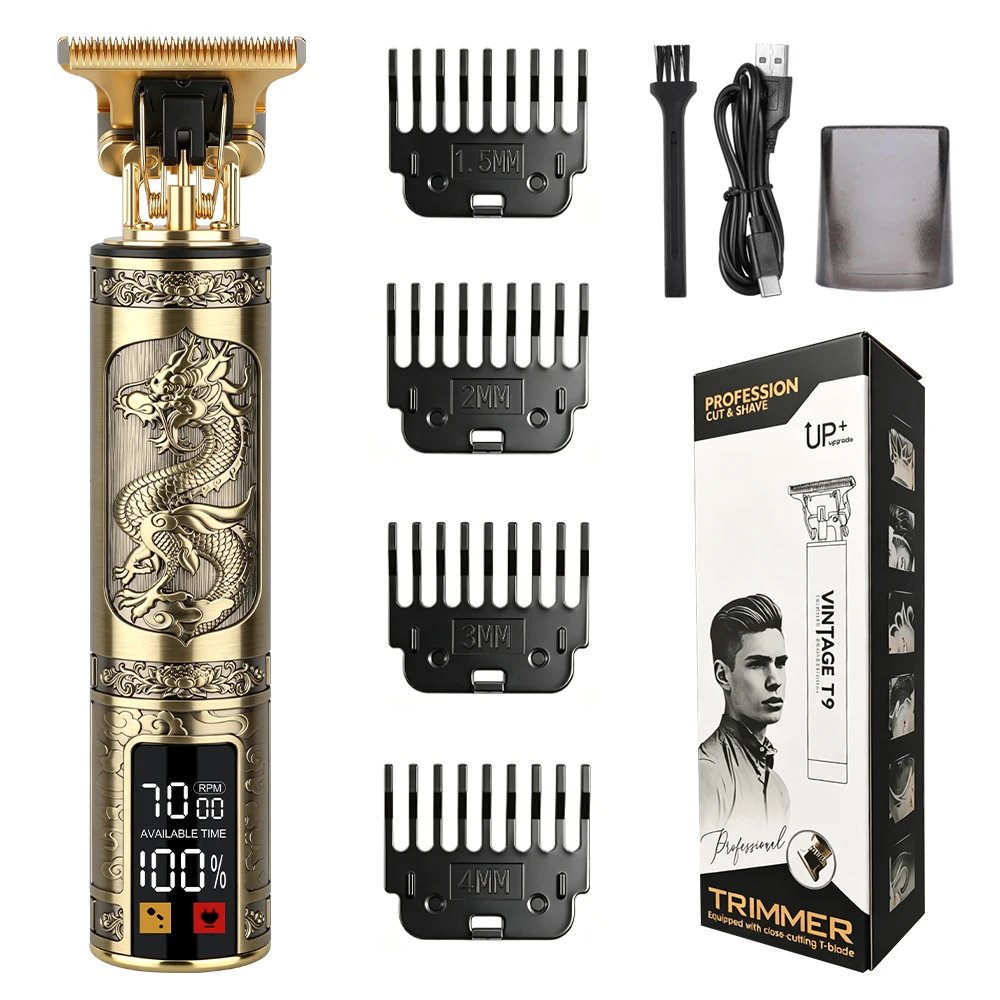 Vintage Dragon T9 Hair Trimmer LCD USB Rechargeable T-Blade Barber Clipper Men Beard Shaver with 4 Size Guide Combs
Vintage Dragon T9 Hair Trimmer LCD USB Rechargeable T-Blade Barber Clipper Men Beard Shaver with 4 Size Guide Combs