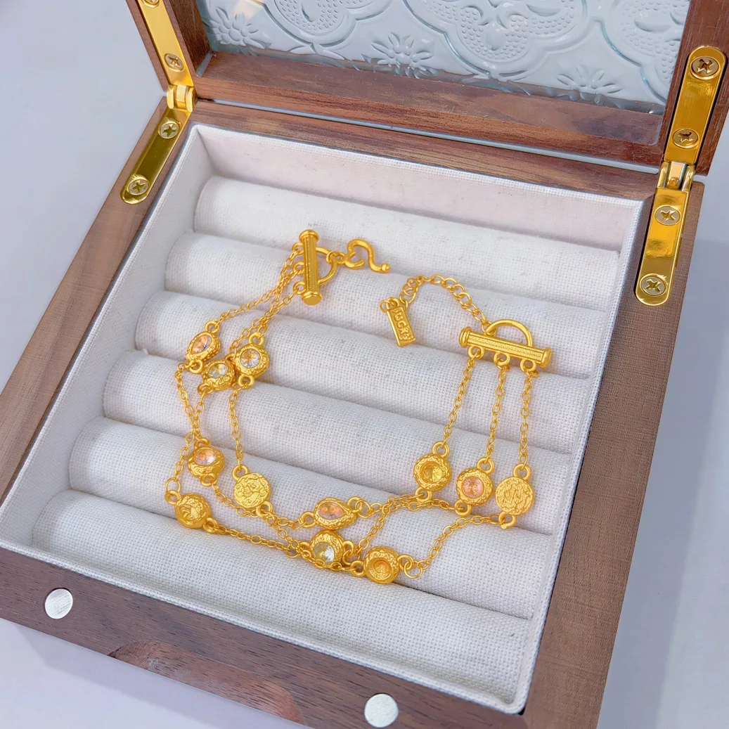 Luxurious 24K diamond-encrusted multi-layered bracelet with small bubbles, high-end, light luxury, exquisite, and a popular item
Luxurious 24K diamond-encrusted multi-layered bracelet with small bubbles, high-end, light luxury, exquisite, and a popular item