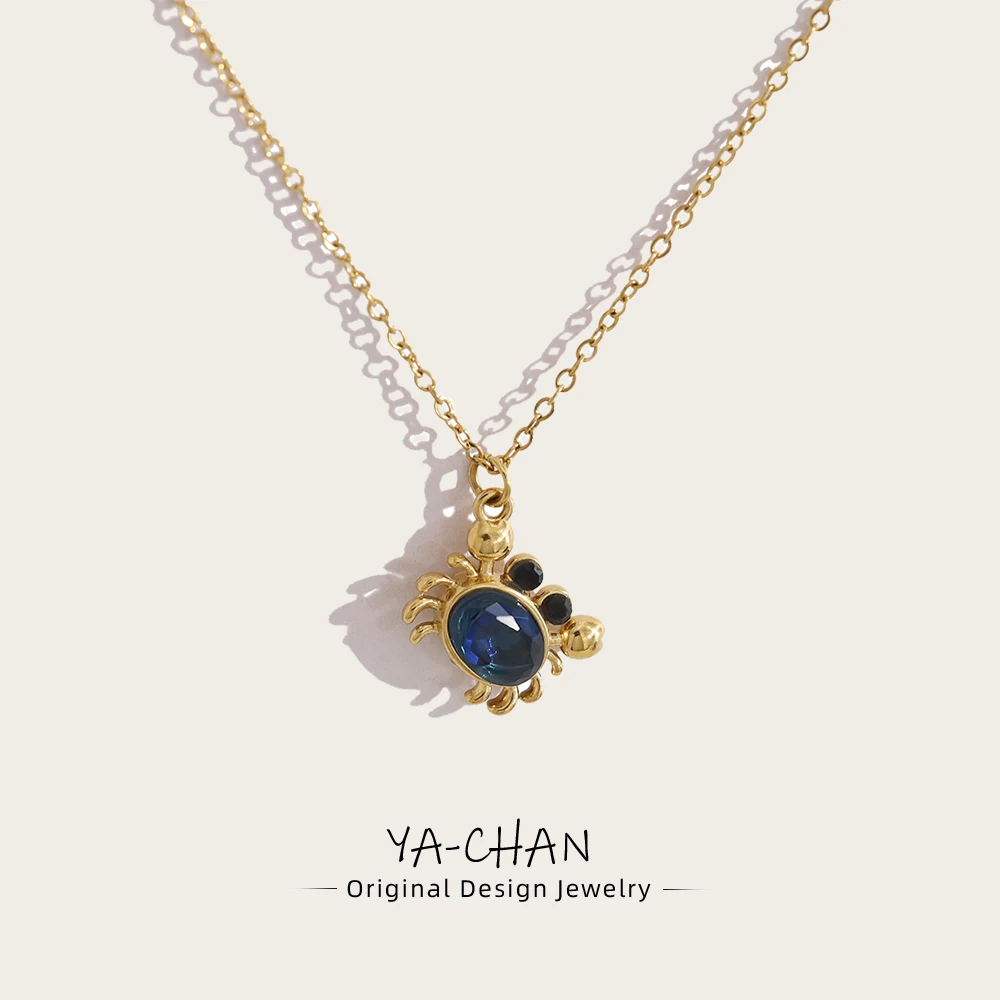 YACHAN 18K Gold Plated Stainless Steel Cute Crab Pendant Necklace for Women Blue CZ Ocean Animal Jewelry Waterproof
YACHAN 18K Gold Plated Stainless Steel Cute Crab Pendant Necklace for Women Blue CZ Ocean Animal Jewelry Waterproof