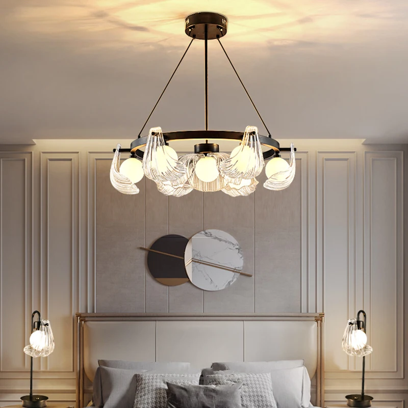 SANDYHA Luxury Shell Glass Chandeliers Creative LED Pendant Lamp for Living Room Bedroom Elegant Home Lighting Stylish
SANDYHA Luxury Shell Glass Chandeliers Creative LED Pendant Lamp for Living Room Bedroom Elegant Home Lighting Stylish