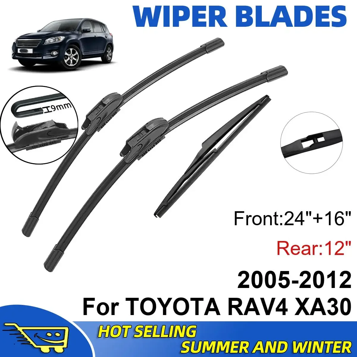 3PCS For TOYOTA RAV4 XA30 2005-2012 24" + 16"+ 12" Front Rear Wiper Blades Windshield Windscreen Window Accessories
3PCS For TOYOTA RAV4 XA30 2005-2012 24" + 16"+ 12" Front Rear Wiper Blades Windshield Windscreen Window Accessories