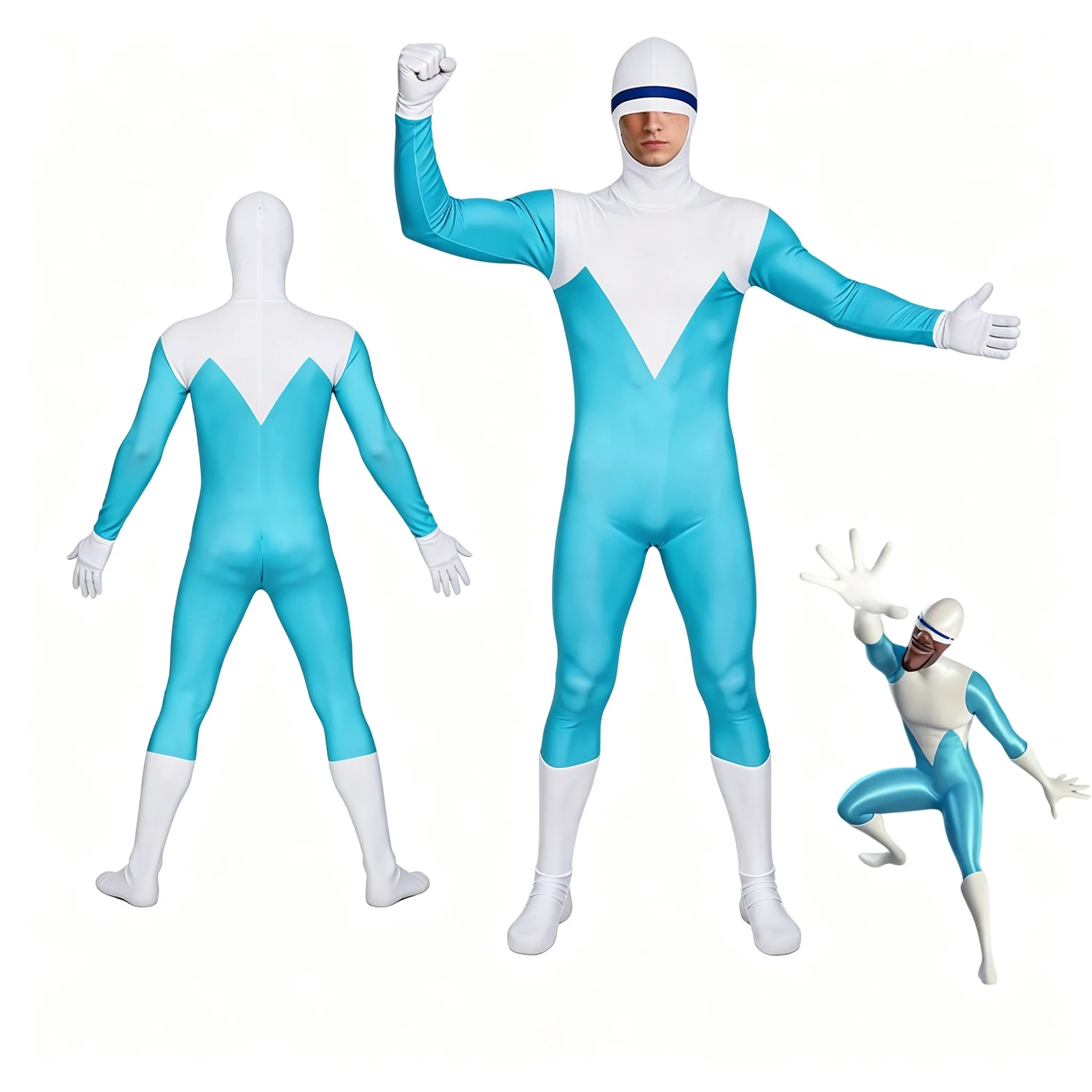 The Incredibles Frozone Cosplay Costume Blue White Jumpsuit Halloween Carnival Party Bodysuit Full Set Men Role Play Clothes
The Incredibles Frozone Cosplay Costume Blue White Jumpsuit Halloween Carnival Party Bodysuit Full Set Men Role Play Clothes