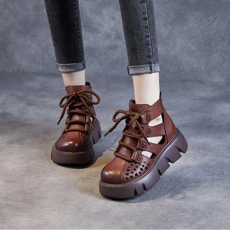Women's Platform Combat Boots 2026 Spring Summer Cutout Breathable High Top Wedge Heel Retro Summer Booties
Women's Platform Combat Boots 2026 Spring Summer Cutout Breathable High Top Wedge Heel Retro Summer Booties