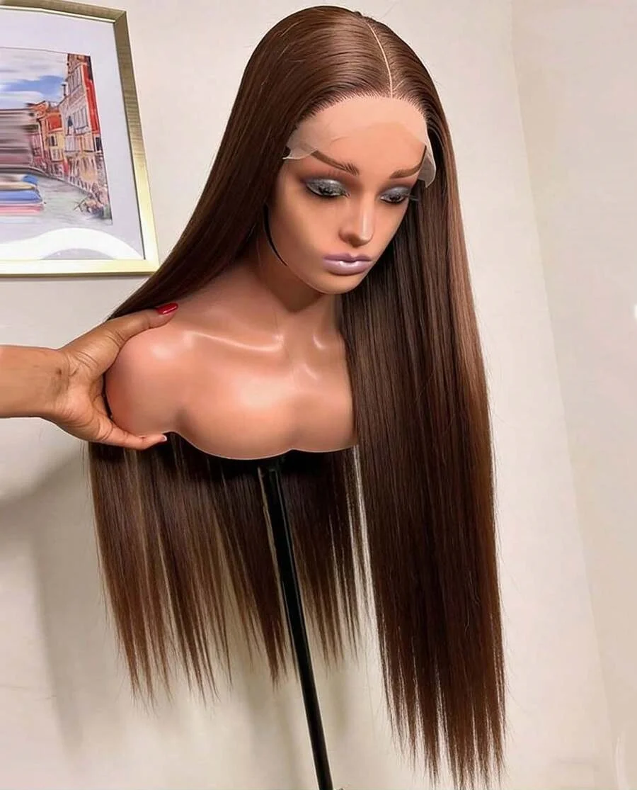 180% Density 34 Inch 13x4 Straight Brazilian Virgin Lace Front Wigs #4 Chocolate Brown Color Pre Cutting Pre Pulling Pre Ironing HD Transparent Lace Frontal Wigs Glueless Pre Plucked Frontal Human Hair Weaves Wigs
180% Density 34 Inch 13x4 Straight Brazilian Virgin Lace Front Wigs #4 Chocolate Brown Color Pre Cutting Pre Pulling Pre Ironing HD Transparent Lace Frontal Wigs Glueless Pre Plucked Frontal Human Hair Weaves Wigs
