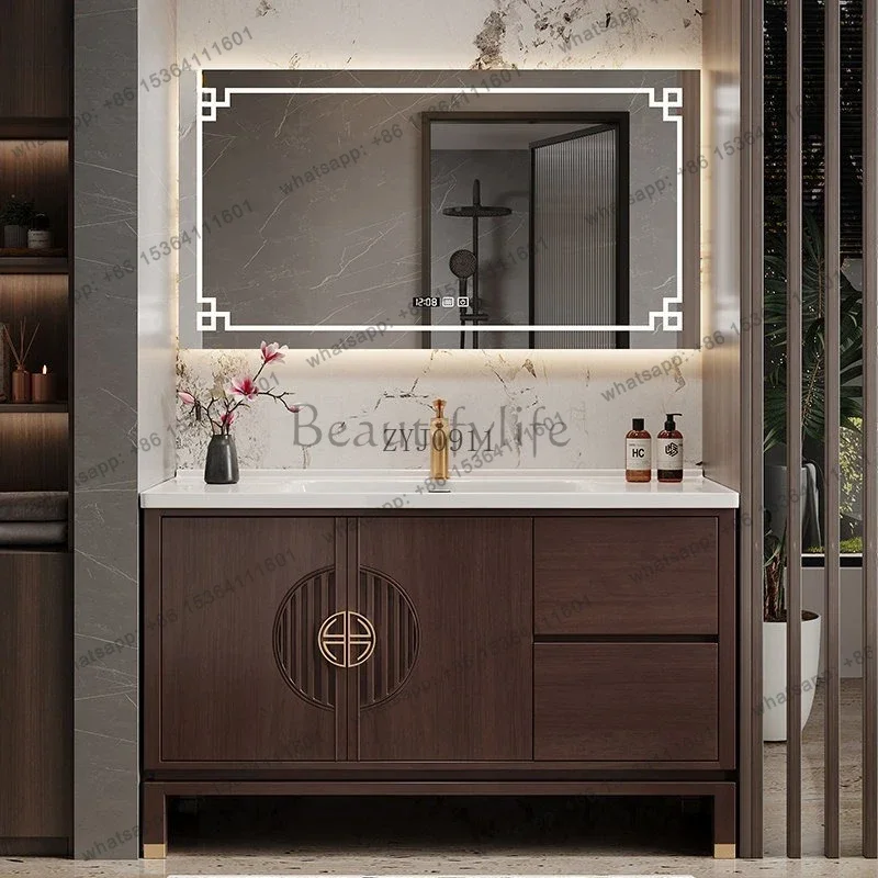 New Chinese oak bathroom cabinet combination bathroom ceramic integrated basin washbasin bathroom cabinet
New Chinese oak bathroom cabinet combination bathroom ceramic integrated basin washbasin bathroom cabinet