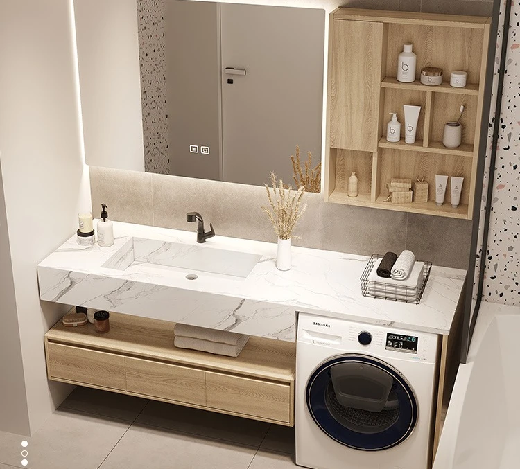 Балконная стиральная машина с высоким и низким уровнем, встроенный шкаф, шкаф для ванной комнаты, светильник, роскошный стол для мытья лица 
Балконная стиральная машина с высоким и низким уровнем, встроенный шкаф, шкаф для ванной комнаты, светильник, роскошный стол для мытья лица