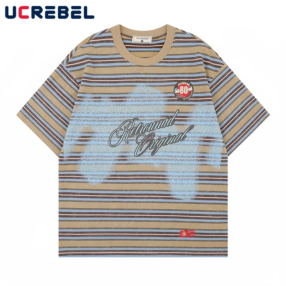 Spray Paint Letter Striped Short Sleeve T-shirt Mens Summer High Street Loose Crew Neck Half-Sleeve Cotton Tee Men
Spray Paint Letter Striped Short Sleeve T-shirt Mens Summer High Street Loose Crew Neck Half-Sleeve Cotton Tee Men
