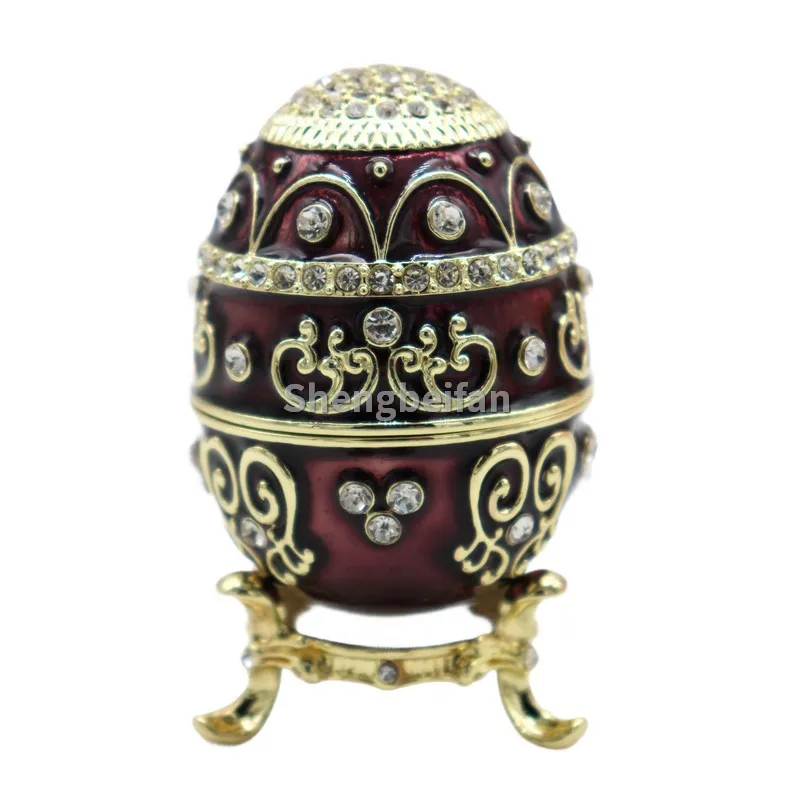 Metal Craft Enamel Ornament Burgundy Easter Egg Jewelry Box Trinket Counter Decoration Bithday Gift Trinket Box For Home Decor N
Metal Craft Enamel Ornament Burgundy Easter Egg Jewelry Box Trinket Counter Decoration Bithday Gift Trinket Box For Home Decor N