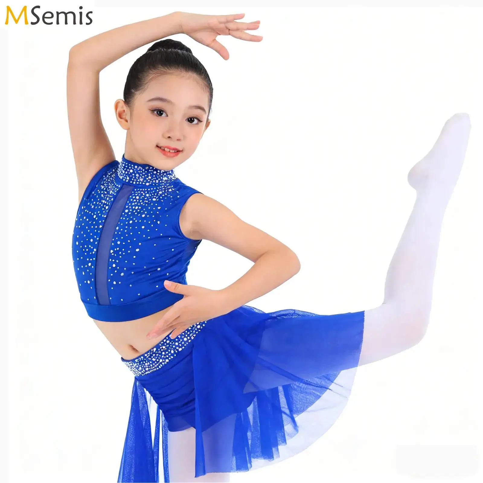 Kids Girls Gymnastics Figure Skating Ballet Dance Performance Outfits Shiny Rhinestones Crop Top with Ruched Irregular Skirt
Kids Girls Gymnastics Figure Skating Ballet Dance Performance Outfits Shiny Rhinestones Crop Top with Ruched Irregular Skirt