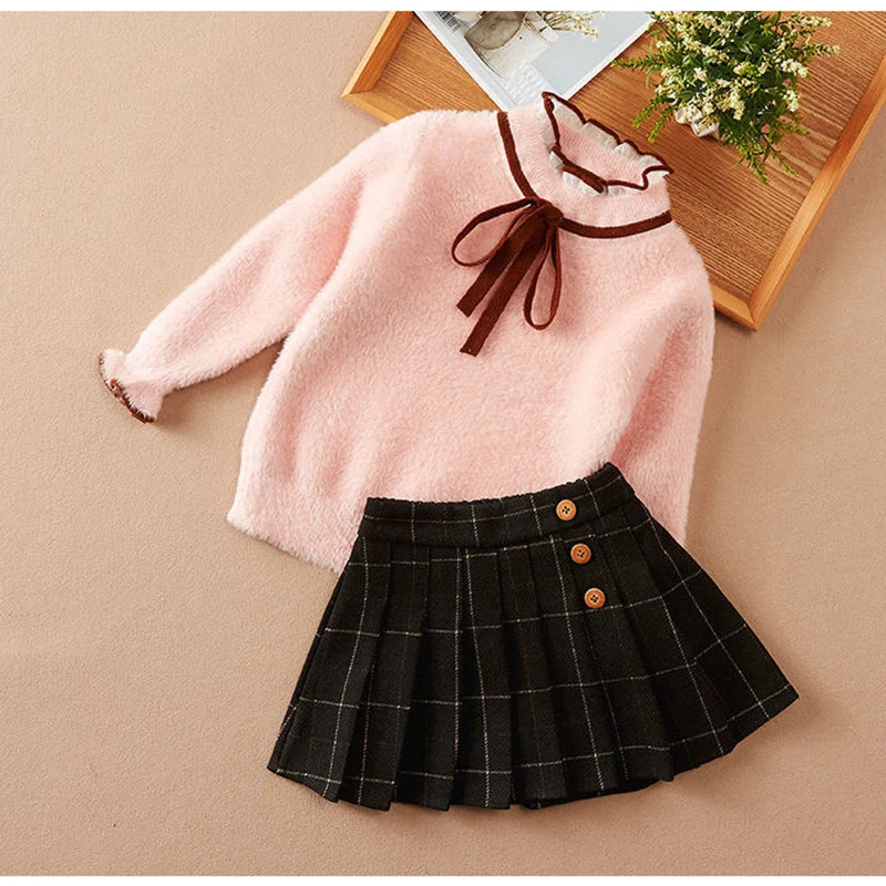 Big Girls Autumn Winter Sets Fleece Warm Mink Velvet Pullovers Sweater and Plaid Pleated Skirts 2 Pieces Children Suits New
Big Girls Autumn Winter Sets Fleece Warm Mink Velvet Pullovers Sweater and Plaid Pleated Skirts 2 Pieces Children Suits New