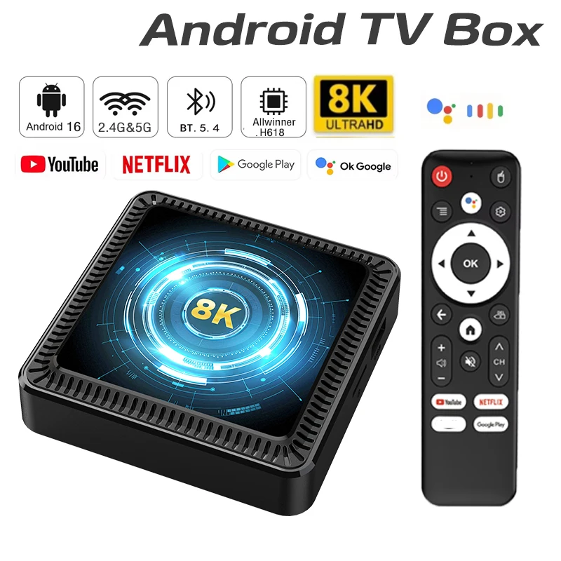 Новая ТВ-приставка Q19 на Allwinner H618 с Android 16.0, большой объем памяти, поддержка ATV, двухдиапазонный Wi-Fi 2.4G/5G, Bluetooth 5.4, медиаплеер 8K, голосовой пульт ДУ
Новая ТВ-приставка Q19 на Allwinner H618 с Android 16.0, большой объем памяти, поддержка ATV, двухдиапазонный Wi-Fi 2.4G/5G, Bluetooth 5.4, медиаплеер 8K, голосовой пульт ДУ