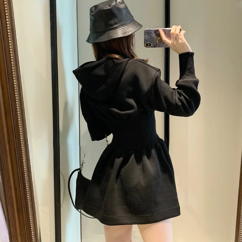 New Design Sense Small Mature Hepburn Style Black Hoodie Dress Women's Autumn Winter
New Design Sense Small Mature Hepburn Style Black Hoodie Dress Women's Autumn Winter