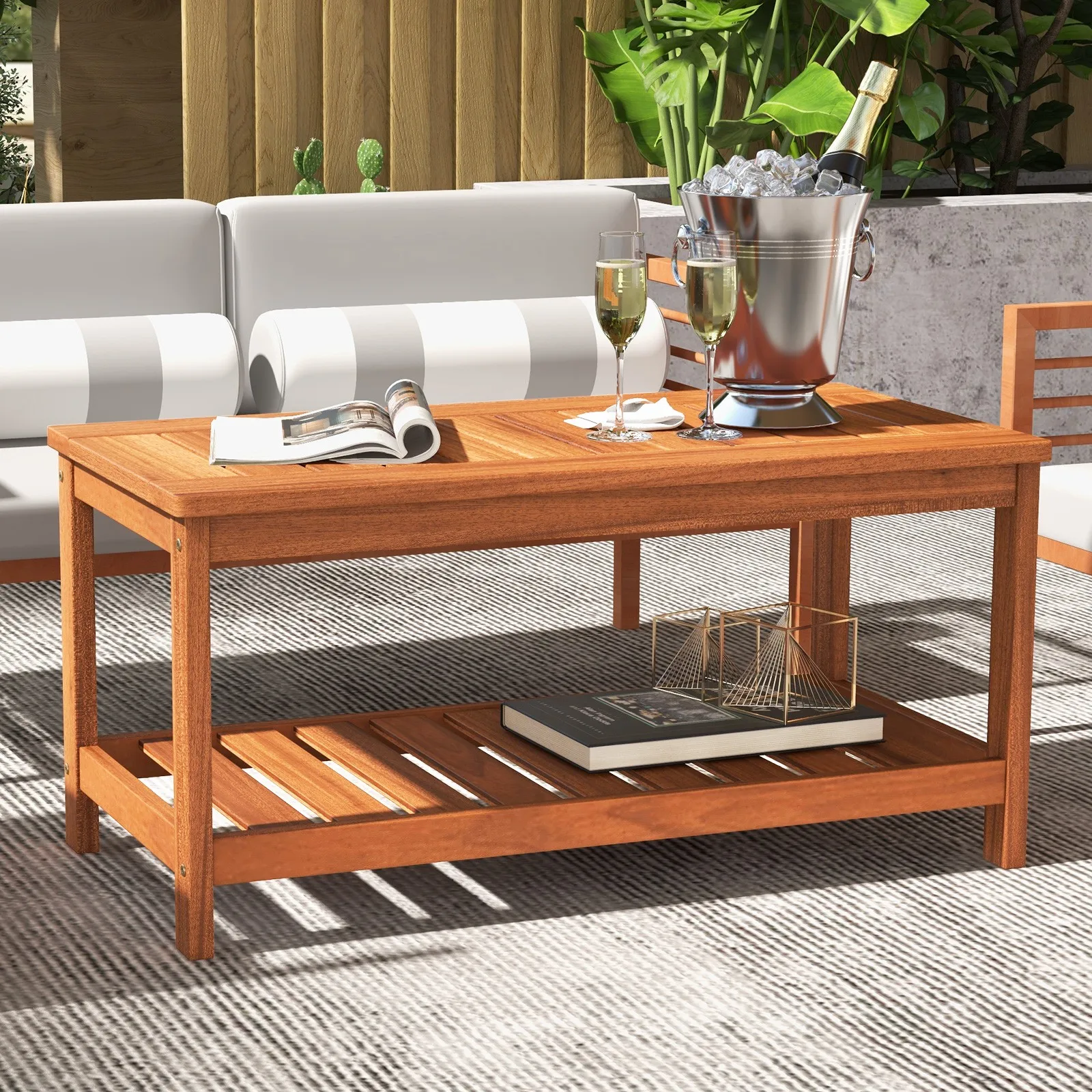 Patio Coffee Table 2-Tier Outdoor Side Rectangle Side Table Solid Wood Porch
Patio Coffee Table 2-Tier Outdoor Side Rectangle Side Table Solid Wood Porch
