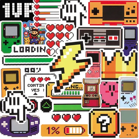 50PCS Classic Gaming Console Cartoon Stickers Retro Nostalgia Decals for Skateboard Car Motorcycle Helmet Graffiti Sticker Toys