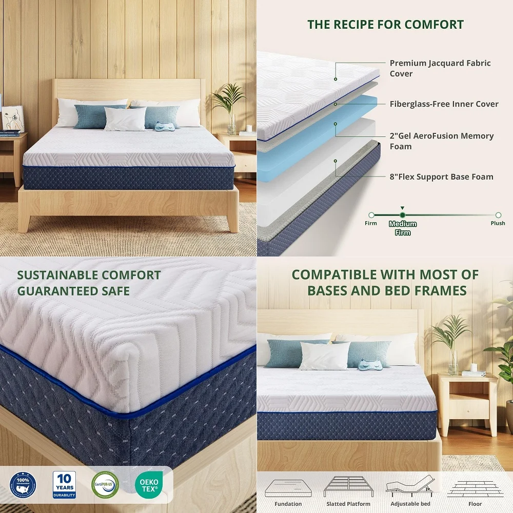 Tea Infused Memory Foam Mattress, Medium Firmness, 8Way Stretch Nitro Cooling Cover, MultiLayer Support 66x80 Olympic Queen, Me
Tea Infused Memory Foam Mattress, Medium Firmness, 8Way Stretch Nitro Cooling Cover, MultiLayer Support 66x80 Olympic Queen, Me